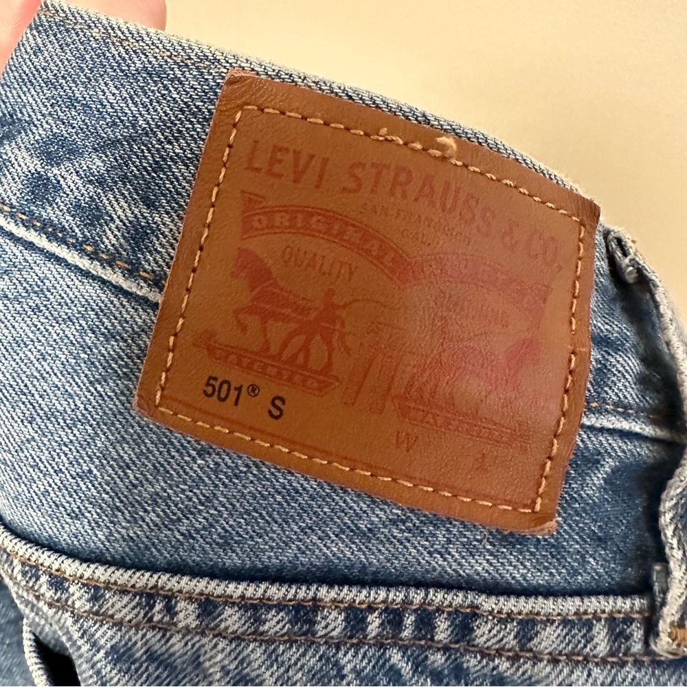 Levi's Selvedge High Rise Button Front Distressed Jean - Picture 4 of 9